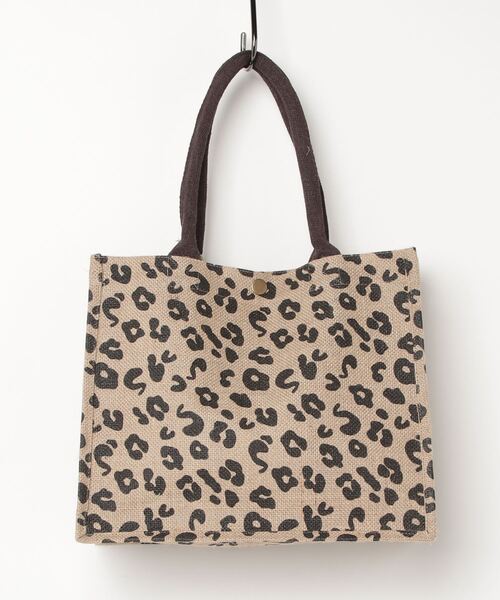 HusHusH（ハッシュアッシュ）の「HusHusH 軽量 スクエア ジュートバッグ（ハンドバッグ・レディース・ベージュ/レオパード/ゼブラ・フリー）」の4枚目の写真