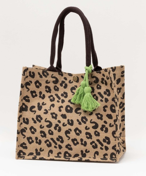 HusHusH（ハッシュアッシュ）の「HusHusH 軽量 スクエア ジュートバッグ（ハンドバッグ・レディース・ベージュ/レオパード/ゼブラ・フリー）」の2枚目の写真