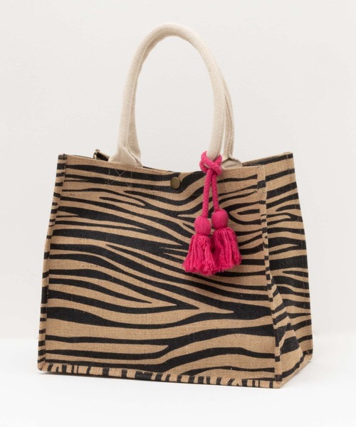 HusHusH（ハッシュアッシュ）の「HusHusH 軽量 スクエア ジュートバッグ（ハンドバッグ・レディース・ベージュ/レオパード/ゼブラ・フリー）」の3枚目の写真