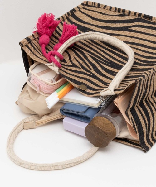 HusHusH（ハッシュアッシュ）の「HusHusH 軽量 スクエア ジュートバッグ（ハンドバッグ・レディース・ベージュ/レオパード/ゼブラ・フリー）」の12枚目の写真