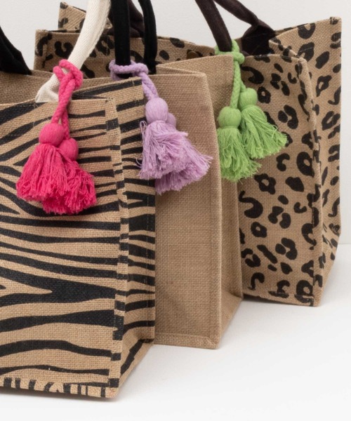 HusHusH（ハッシュアッシュ）の「HusHusH 軽量 スクエア ジュートバッグ（ハンドバッグ・レディース・ベージュ/レオパード/ゼブラ・フリー）」の13枚目の写真