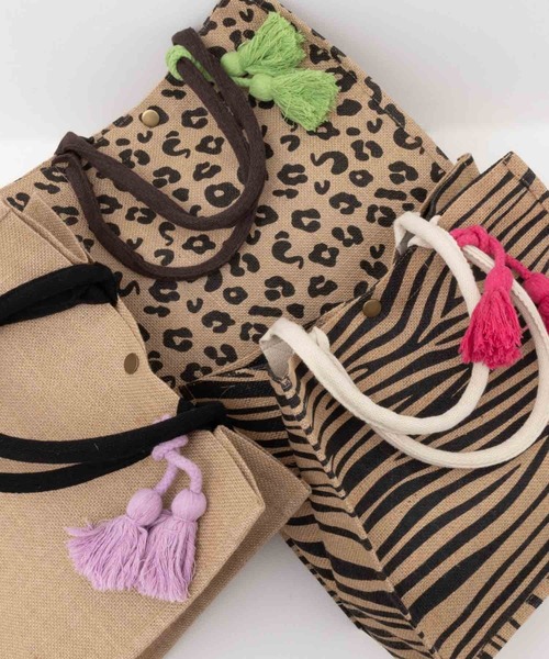 HusHusH（ハッシュアッシュ）の「HusHusH 軽量 スクエア ジュートバッグ（ハンドバッグ・レディース・ベージュ/レオパード/ゼブラ・フリー）」の14枚目の写真