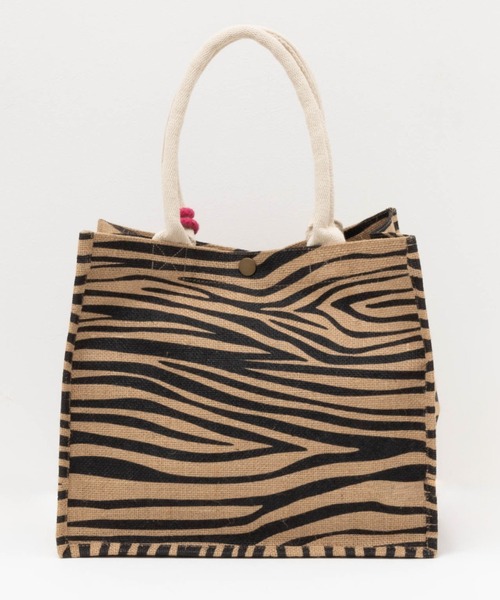 HusHusH（ハッシュアッシュ）の「HusHusH 軽量 スクエア ジュートバッグ（ハンドバッグ・レディース・ベージュ/レオパード/ゼブラ・フリー）」の17枚目の写真