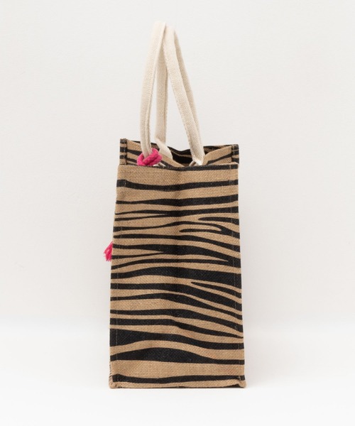 HusHusH（ハッシュアッシュ）の「HusHusH 軽量 スクエア ジュートバッグ（ハンドバッグ・レディース・ベージュ/レオパード/ゼブラ・フリー）」の8枚目の写真