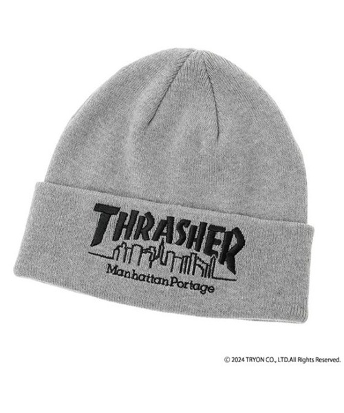 Manhattan Portage（マンハッタンポーテージ）の「Manhattan Portage/マンハッタンポーテージ ビーニー "THRASHERコラボレーション" COTTON KINIT WATCH MP266（ニットキャップ/ビーニー・メンズ・ブラック/グレー・FREE）」の2枚目の写真