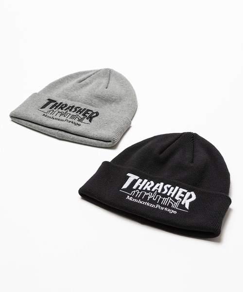 Manhattan Portage（マンハッタンポーテージ）の「Manhattan Portage/マンハッタンポーテージ ビーニー "THRASHERコラボレーション" COTTON KINIT WATCH MP266（ニットキャップ/ビーニー・メンズ・ブラック/グレー・FREE）」の3枚目の写真