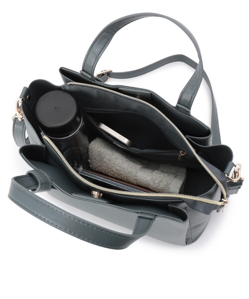 ITS'DEMO（イッツデモ）の「◆【両あおり／ポケ5】かるBAG2wayトート（トートバッグ・レディース・ダークグレー/ベージュ/アイボリー/ブラック・00）」の13枚目の写真