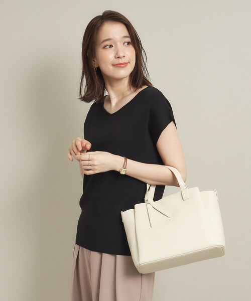 ITS'DEMO（イッツデモ）の「◆【両あおり／ポケ5】かるBAG2wayトート（トートバッグ・レディース・ダークグレー/ベージュ/アイボリー/ブラック・00）」の19枚目の写真