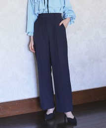 洗える | シークレットゴム センタープレス スラックス |ストレートパンツ 美脚 美シルエット ウエストゴム シークレットゴム オフィスカジュアル 透け防止 通勤服