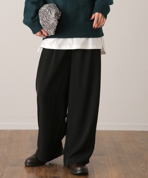 HUG.U（ハグユー）の「噂のカラーパンツ（スラックス・レディース・ターコイズブルー/セージグリーン/チェリーピンク/グリーン/ラベンダー/ブラック/ライトベージュ/ペールイエロー/ピンク系その他/イエロー系その他/ブラウン系その他/ベージュ系その他/ブラック系その他/グリーン系その他/ブルー系その他・レギュラー丈/トール丈）」の2枚目の写真