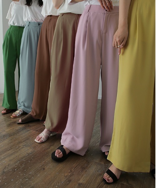 HUG.U（ハグユー）の「噂のカラーパンツ（スラックス・レディース・ターコイズブルー/セージグリーン/チェリーピンク/グリーン/ラベンダー/ブラック/ライトベージュ/ペールイエロー/ピンク系その他/イエロー系その他/ブラウン系その他/ベージュ系その他/ブラック系その他/グリーン系その他/ブルー系その他・レギュラー丈/トール丈）」の16枚目の写真