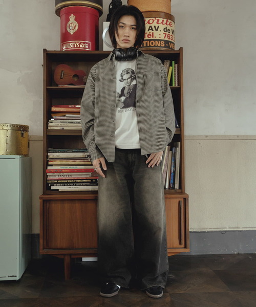 SENSE OF PLACE by URBAN RESEARCH（センスオブプレイスバイアーバンリサーチ）の「『ユニセックス』マイクロチェックレギュラーカラーロングスリーブシャツ（シャツ/ブラウス・メンズ・ベージュ/ブラック/ブルー・MEDIUM/LARGE）」の12枚目の写真