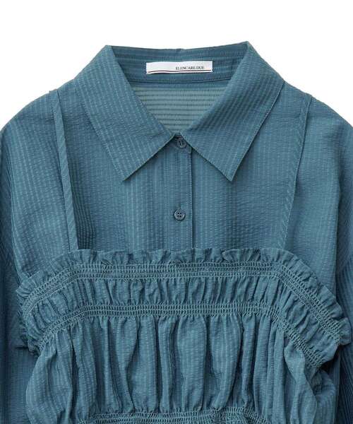 ELENCARE DUE（エレンカーレデュエ）の「・ELENCARE DUE ビスチェ付ショートシャツ（シャツ/ブラウス・レディース・グリーン/アイボリー/ブラック・FREE）」の4枚目の写真