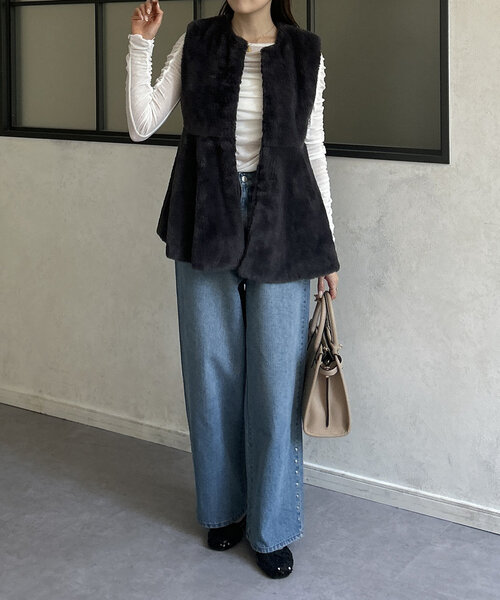 Thevon(ゼボン)の「シャーリングカットプルオーバー(Tシャツ/カットソー・レディース・チャコールグレー/オレンジ/オフホワイト・FREE)」の9枚目の写真