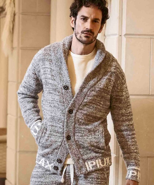 1PIU1UGUALE3  RELAX （ウノピゥウノウグァーレトレ リラックス）の「1PIU1UGUALE3 RELAX(ウノピゥウノウグァーレトレ リラックス)裾ロゴショールカラーニットカーディガン（カーディガン/ボレロ・メンズ・ブラック/トップグレー/ホワイト・SMALL/MEDIUM/LARGE/X-LARGE）」の3枚目の写真