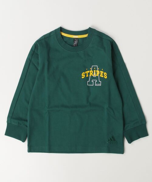 adidas(アディダス)の「アディダス adidas カレッジパック ルーズフィット シングルジャージー 長袖Tシャツ (Tシャツ/カットソー・キッズ・ネイビー/ブラック/グリーン・110cm/120cm/130cm/140cm/150cm/160cm)」の2枚目の写真