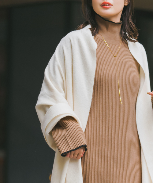 Noble(ノーブル)の「バイカラートリムリブニットワンピース(ワンピース・レディース・ブラック/ベージュ・FREE)」の19枚目の写真