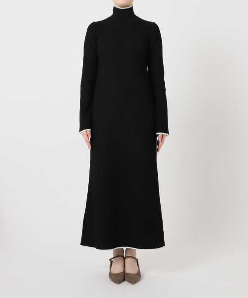 Noble(ノーブル)の「バイカラートリムリブニットワンピース(ワンピース・レディース・ブラック/ベージュ・FREE)」の17枚目の写真