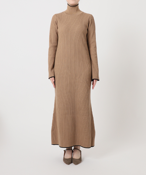 Noble（ノーブル）の「バイカラートリムリブニットワンピース