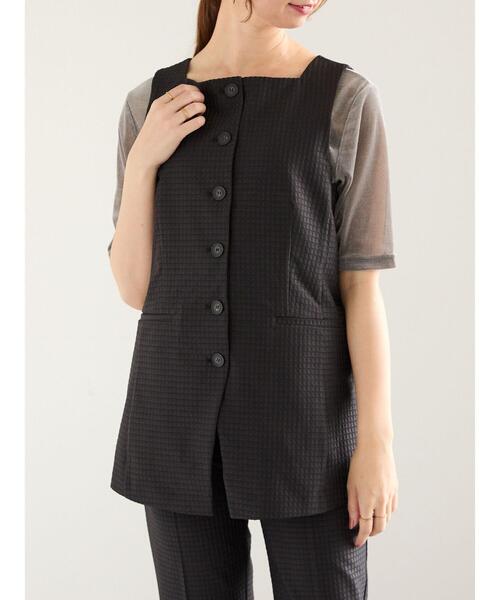 Te chichi（テチチ）の「スクエアジャカードミドルジレ（セットアップ可）（ベスト・レディース・ブラック・F）」の7枚目の写真