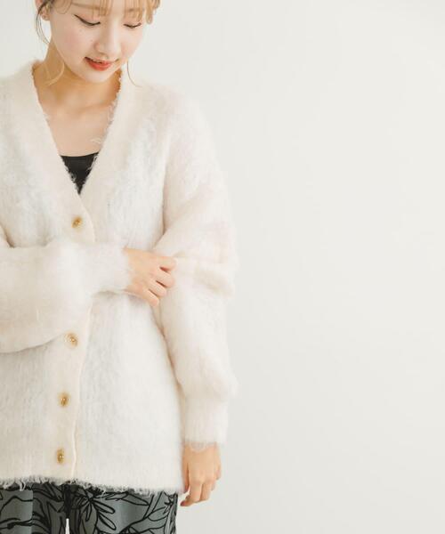 ITEMS URBANRESEARCH(アイテムズ アーバンリサーチ)の「起毛シャギーカーディガン(カーディガン/ボレロ・レディース・チャコールグレー/ホワイト/オレンジ・FREE)」の2枚目の写真
