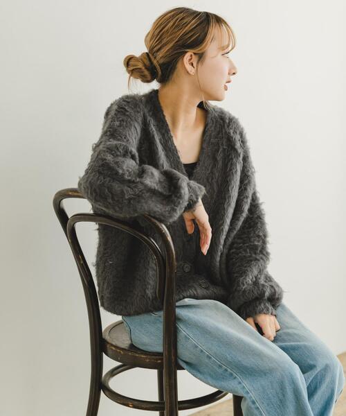 ITEMS URBANRESEARCH(アイテムズ アーバンリサーチ)の「起毛シャギーカーディガン(カーディガン/ボレロ・レディース・チャコールグレー/ホワイト/オレンジ・FREE)」の3枚目の写真