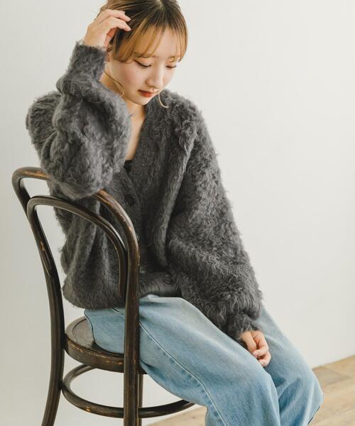 ITEMS URBANRESEARCH(アイテムズ アーバンリサーチ)の「起毛シャギーカーディガン(カーディガン/ボレロ・レディース・チャコールグレー/ホワイト/オレンジ・FREE)」の5枚目の写真