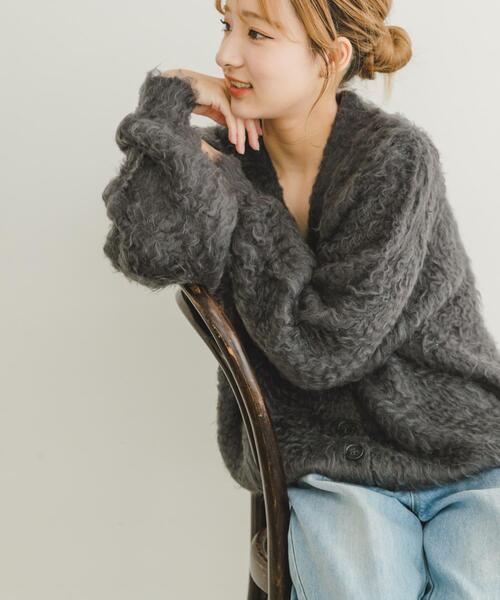 ITEMS URBANRESEARCH(アイテムズ アーバンリサーチ)の「起毛シャギーカーディガン(カーディガン/ボレロ・レディース・チャコールグレー/ホワイト/オレンジ・FREE)」の6枚目の写真