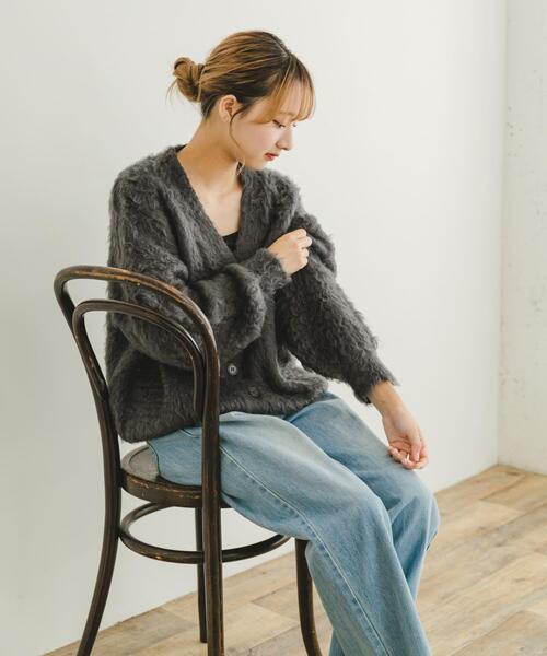 ITEMS URBANRESEARCH(アイテムズ アーバンリサーチ)の「起毛シャギーカーディガン(カーディガン/ボレロ・レディース・チャコールグレー/ホワイト/オレンジ・FREE)」の8枚目の写真