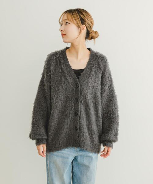 ITEMS URBANRESEARCH(アイテムズ アーバンリサーチ)の「起毛シャギーカーディガン(カーディガン/ボレロ・レディース・チャコールグレー/ホワイト/オレンジ・FREE)」の10枚目の写真