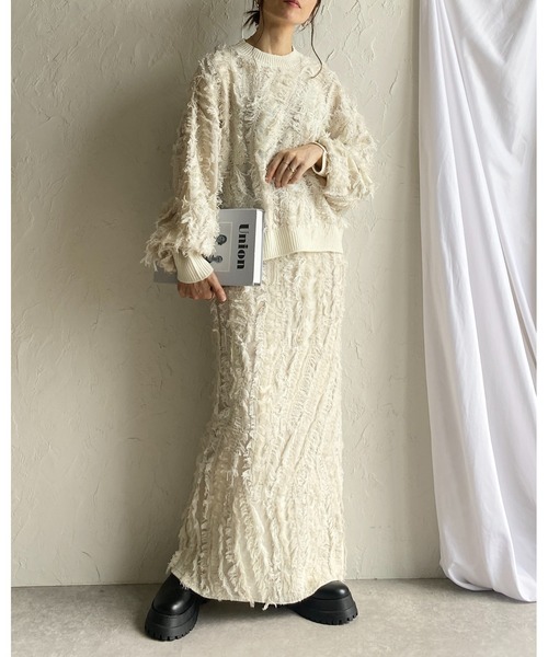 Drawer 184,新品RESORT13Gジャカードフリンジニットジレ