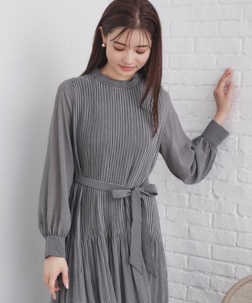 セール】2WAYリボン プリーツワンピース【洗濯機洗い可】（ワンピース