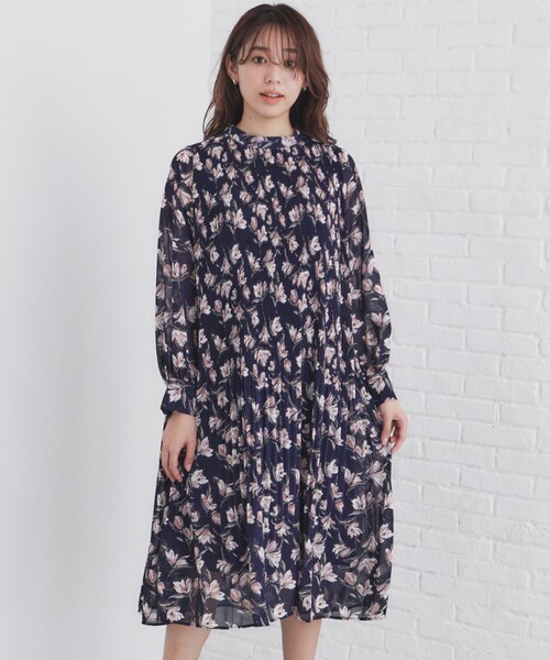 セール】2WAYリボン プリーツワンピース【洗濯機洗い可】（ワンピース