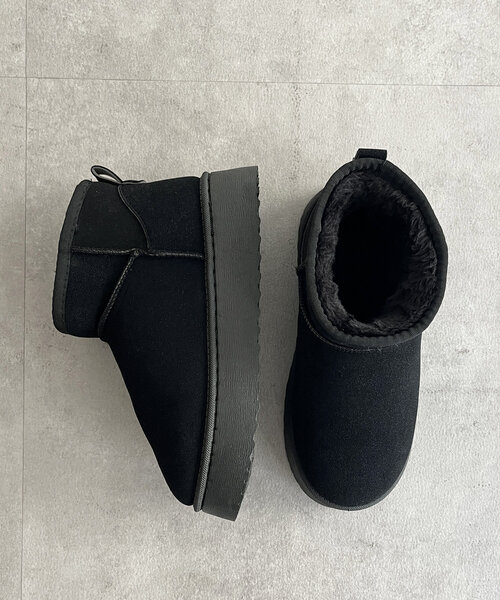 CPCM（シーピーシーエム）の「厚底ムートンブーツ（ブーツ・レディース・ブラック/キャメル・LARGE/SMALL/MEDIUM）」の7枚目の写真