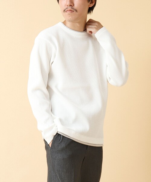 NOLLEY’S(ノーリーズ)の「《吸水速乾》ワッフルダブルカラー長袖Tシャツ 24AW(Tシャツ/カットソー・メンズ・グレー/ネイビー/ベージュ/ホワイト・M/L/S)」の6枚目の写真