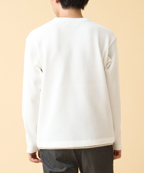 NOLLEY’S(ノーリーズ)の「《吸水速乾》ワッフルダブルカラー長袖Tシャツ 24AW(Tシャツ/カットソー・メンズ・グレー/ネイビー/ベージュ/ホワイト・M/L/S)」の7枚目の写真