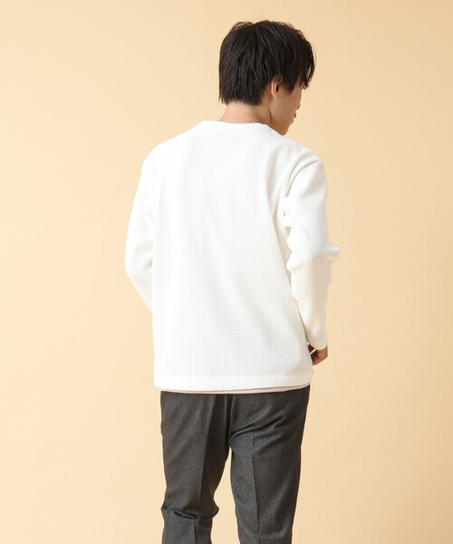NOLLEY’S(ノーリーズ)の「《吸水速乾》ワッフルダブルカラー長袖Tシャツ 24AW(Tシャツ/カットソー・メンズ・グレー/ネイビー/ベージュ/ホワイト・M/L/S)」の8枚目の写真
