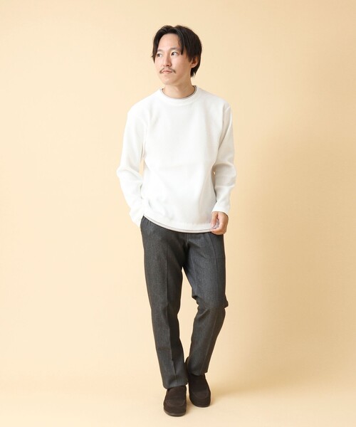 NOLLEY’S(ノーリーズ)の「《吸水速乾》ワッフルダブルカラー長袖Tシャツ 24AW(Tシャツ/カットソー・メンズ・グレー/ネイビー/ベージュ/ホワイト・M/L/S)」の9枚目の写真