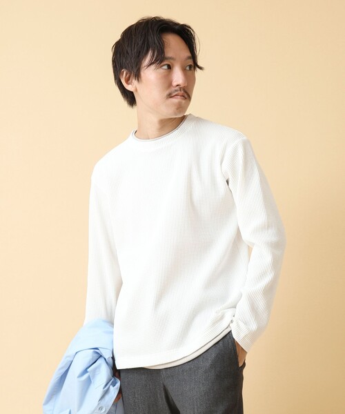 NOLLEY’S(ノーリーズ)の「《吸水速乾》ワッフルダブルカラー長袖Tシャツ 24AW(Tシャツ/カットソー・メンズ・グレー/ネイビー/ベージュ/ホワイト・M/L/S)」の10枚目の写真