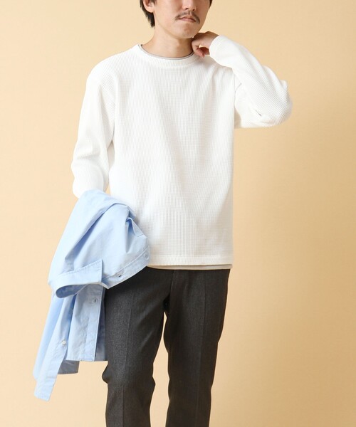 NOLLEY’S(ノーリーズ)の「《吸水速乾》ワッフルダブルカラー長袖Tシャツ 24AW(Tシャツ/カットソー・メンズ・グレー/ネイビー/ベージュ/ホワイト・M/L/S)」の12枚目の写真