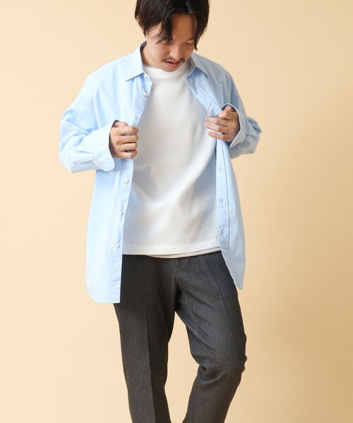 NOLLEY’S(ノーリーズ)の「《吸水速乾》ワッフルダブルカラー長袖Tシャツ 24AW(Tシャツ/カットソー・メンズ・グレー/ネイビー/ベージュ/ホワイト・M/L/S)」の14枚目の写真