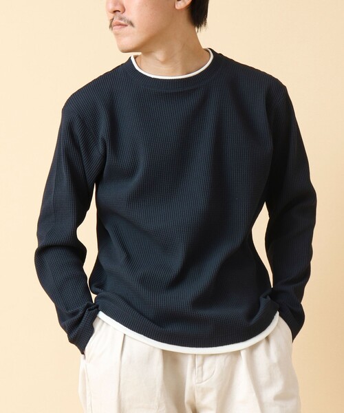 NOLLEY’S(ノーリーズ)の「《吸水速乾》ワッフルダブルカラー長袖Tシャツ 24AW(Tシャツ/カットソー・メンズ・グレー/ネイビー/ベージュ/ホワイト・M/L/S)」の18枚目の写真