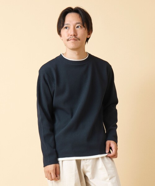 NOLLEY’S(ノーリーズ)の「《吸水速乾》ワッフルダブルカラー長袖Tシャツ 24AW(Tシャツ/カットソー・メンズ・グレー/ネイビー/ベージュ/ホワイト・M/L/S)」の20枚目の写真