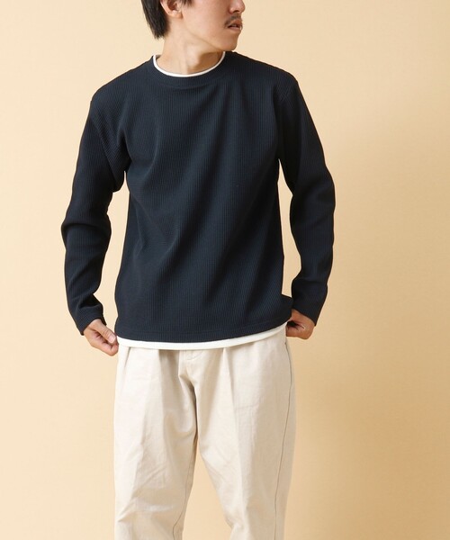 NOLLEY’S(ノーリーズ)の「《吸水速乾》ワッフルダブルカラー長袖Tシャツ 24AW(Tシャツ/カットソー・メンズ・グレー/ネイビー/ベージュ/ホワイト・M/L/S)」の21枚目の写真