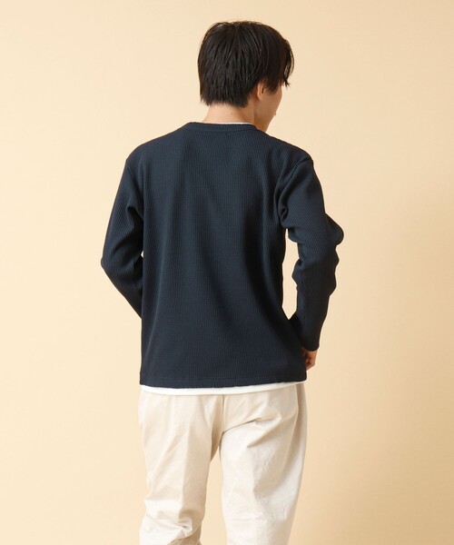 NOLLEY’S(ノーリーズ)の「《吸水速乾》ワッフルダブルカラー長袖Tシャツ 24AW(Tシャツ/カットソー・メンズ・グレー/ネイビー/ベージュ/ホワイト・M/L/S)」の22枚目の写真