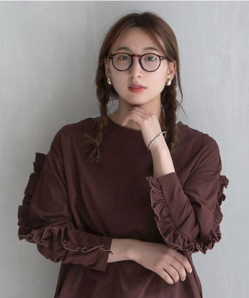 e-zakkamania stores(イーザッカマニアストアーズ)の「シルキーカットソー フリルスリーブ ロンTee(Tシャツ/カットソー・レディース・バーガンディー/ブラック・フリー)」の3枚目の写真