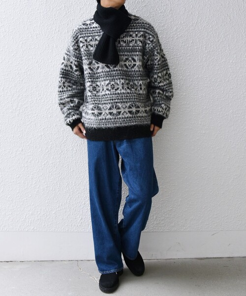 SHIPS any（シップス エニィ）の「SHIPS any: ウール / カシミヤ ホールガーメント ニット マフラー◇（マフラー・メンズ・ブラック/グレー/レッド・ONE SIZE）」の4枚目の写真