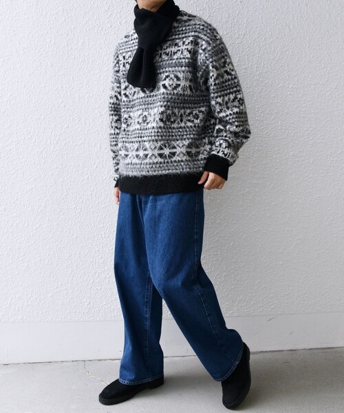 SHIPS any（シップス エニィ）の「SHIPS any: ウール / カシミヤ ホールガーメント ニット マフラー◇（マフラー・メンズ・ブラック/グレー/レッド・ONE SIZE）」の5枚目の写真