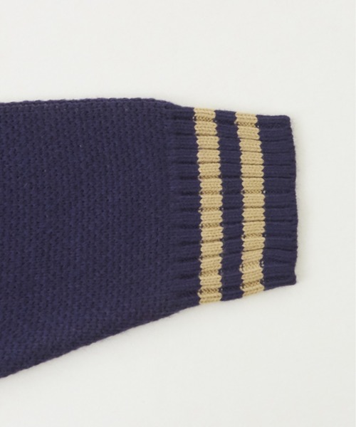 CUBE SUGAR（キューブシュガー）の「ループジャガードニットラインリブブルゾン（スタジャン・レディース・ネイビー/オレンジ/カーキ・M）」の10枚目の写真