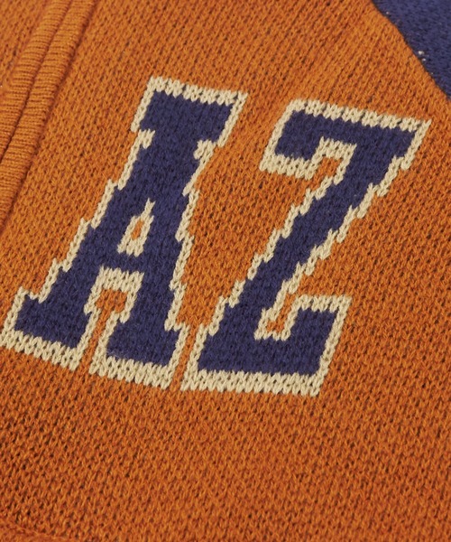 CUBE SUGAR（キューブシュガー）の「ループジャガードニットラインリブブルゾン（スタジャン・レディース・ネイビー/オレンジ/カーキ・M）」の7枚目の写真